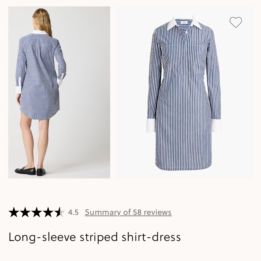 J. Crew Classic Blue Striped Long Sleeve Dress